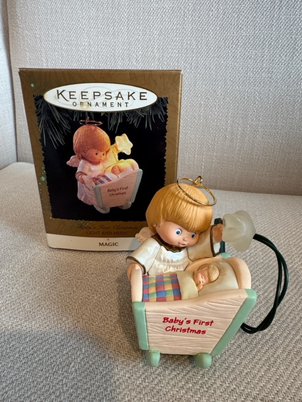 1996 Keepsake 'Baby's First Christmas' Light-Up Ornament - Blonde Angel